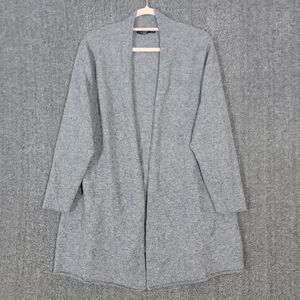 Lusso Cardigan Sweater Womens 2X Gray 100% Cashmere Open Front Luxury Old Money